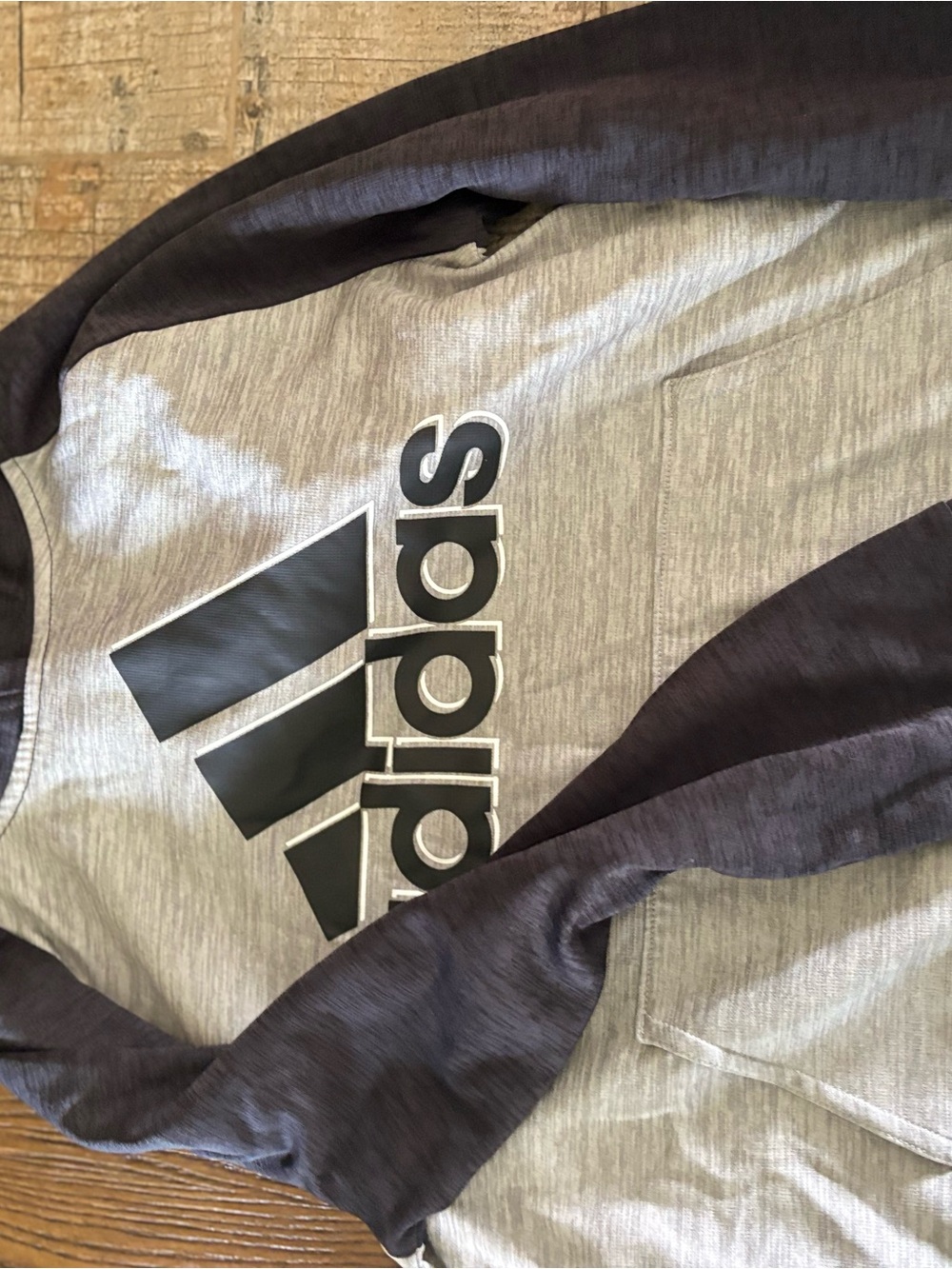 adidas Gray and Dark Gray Raglan Logo Sweatshirt